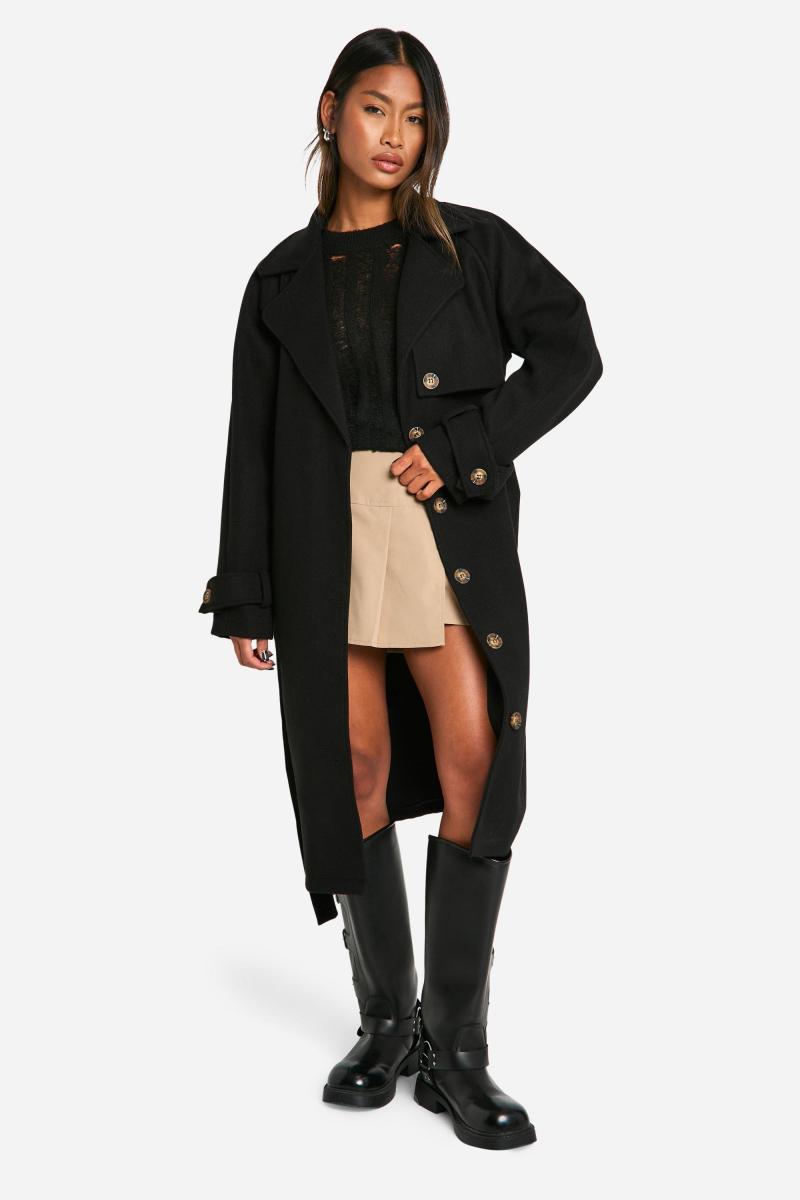 Вовняне пальто з поясом