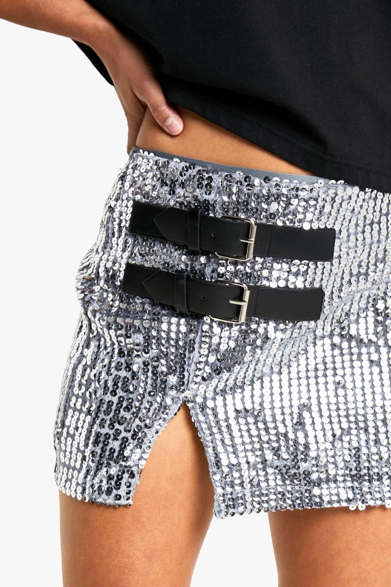 Міні-спідниця з паєтками з мініатюрною пряжкою