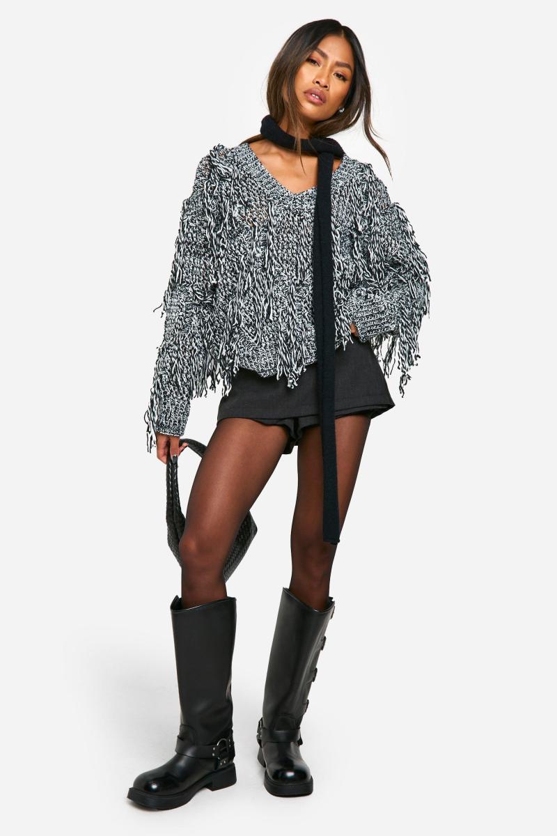 Трикотажний джемпер з бахромою