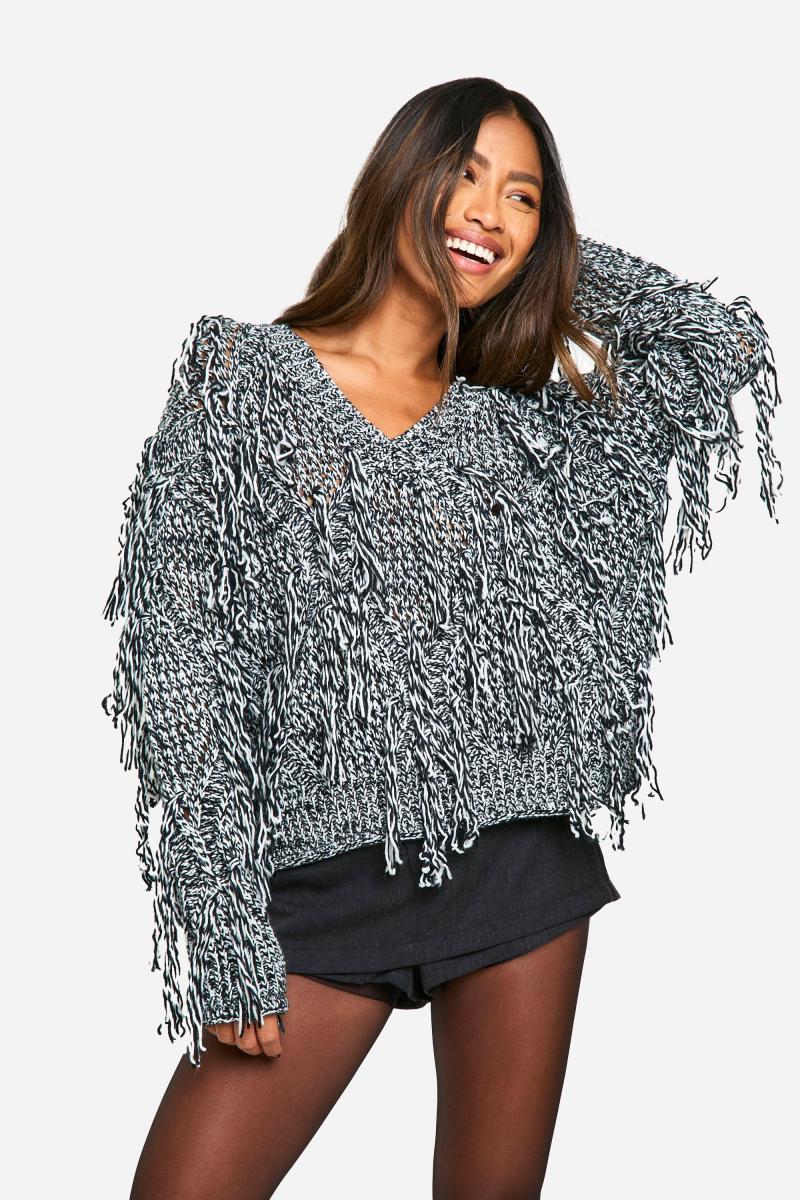 Трикотажний джемпер з бахромою