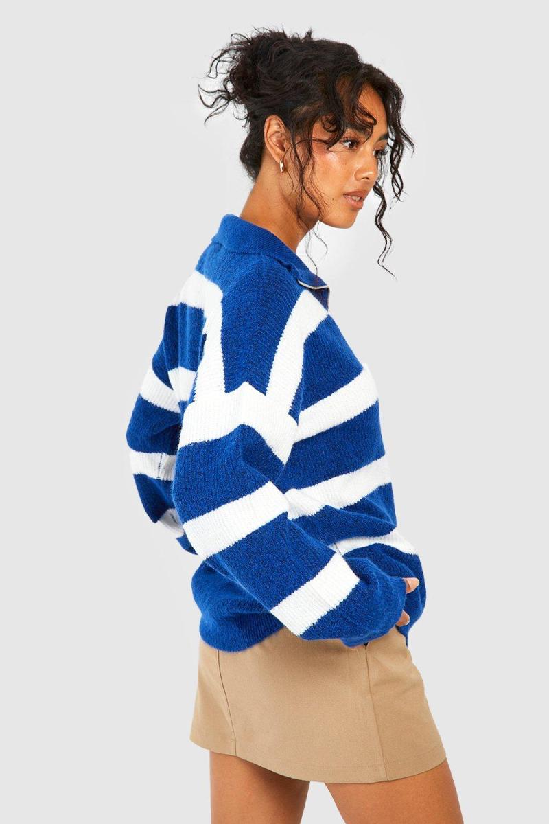 Джемпер у смужки на половині блискавки