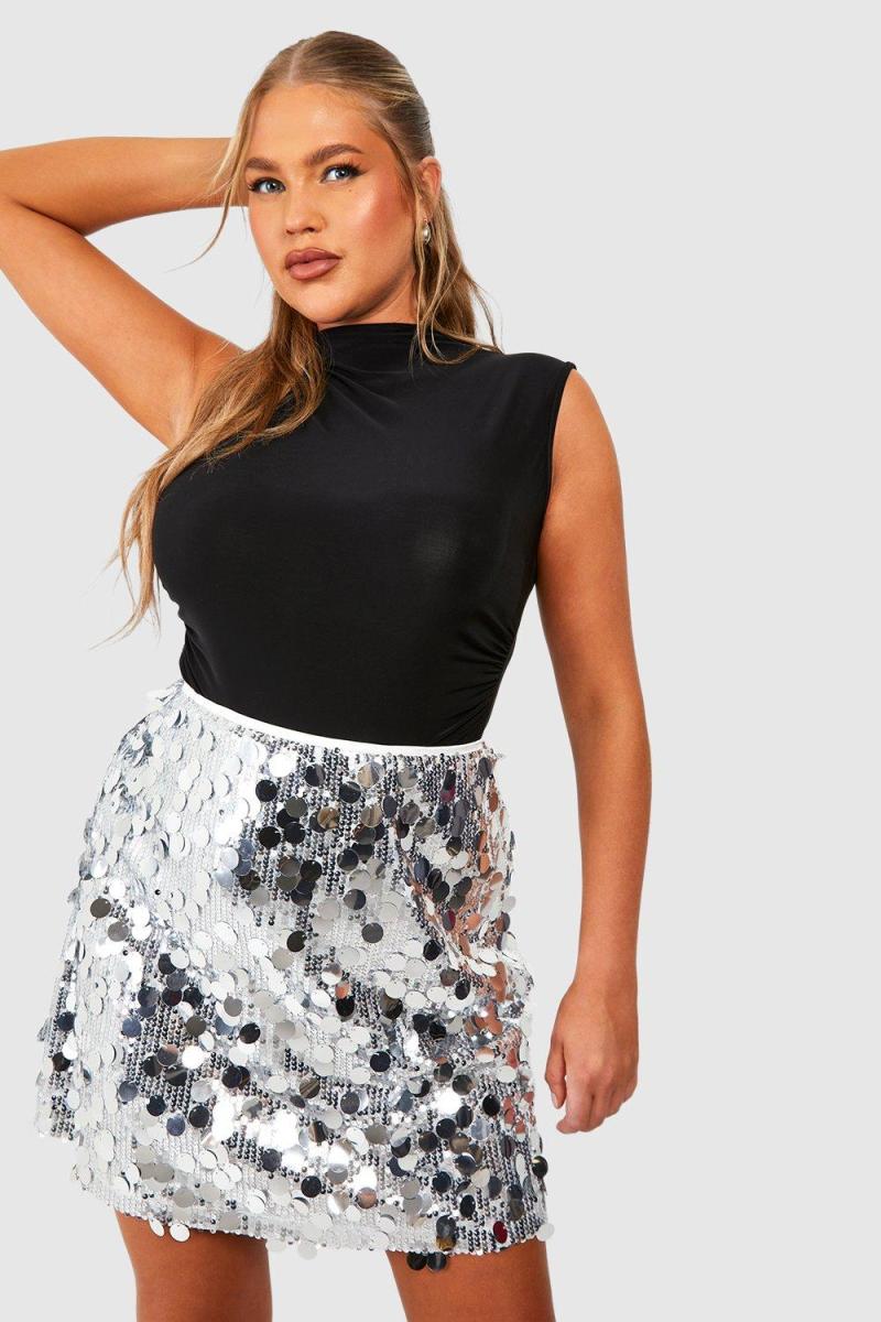 Плюс змішана міні-спідниця з паєтками