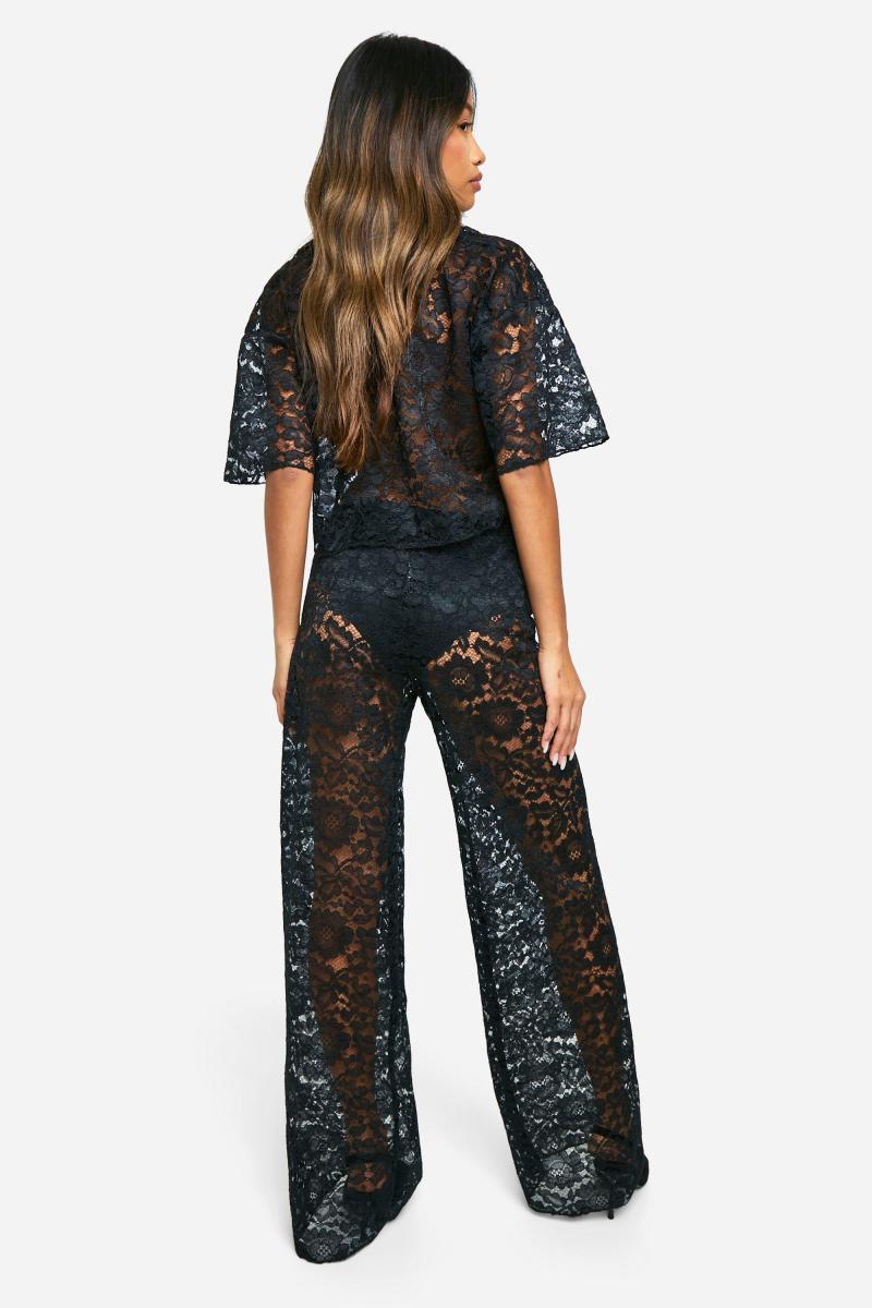 Широкі мереживні штани на шнурках