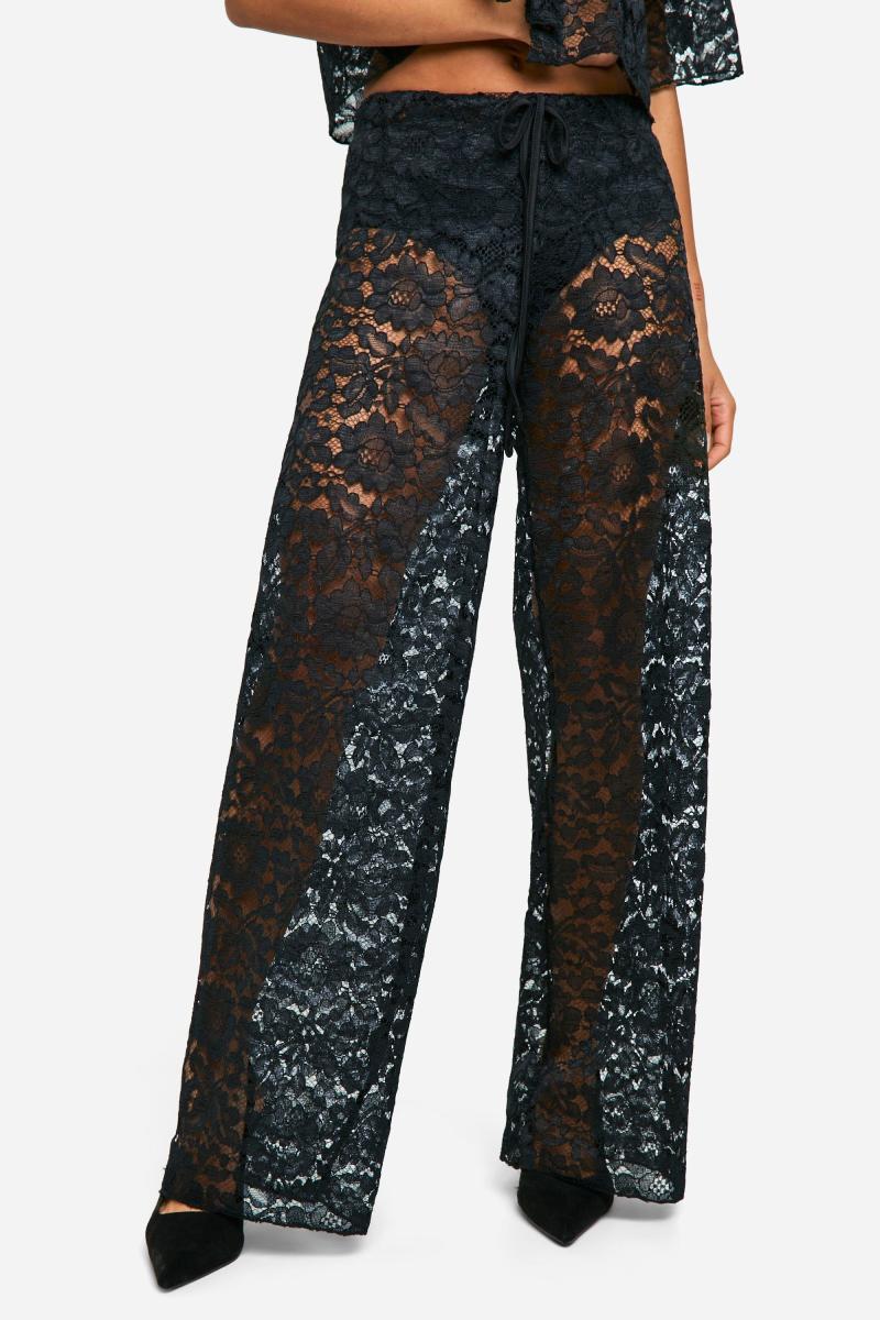 Широкі мереживні штани на шнурках