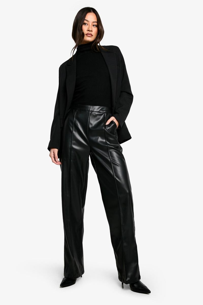 Високі прямі брюки зі штучної шкіри