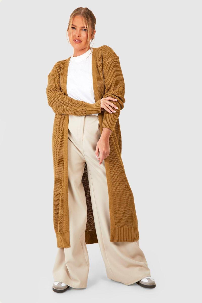 Плюс довгий трикотажний максі-джемпер