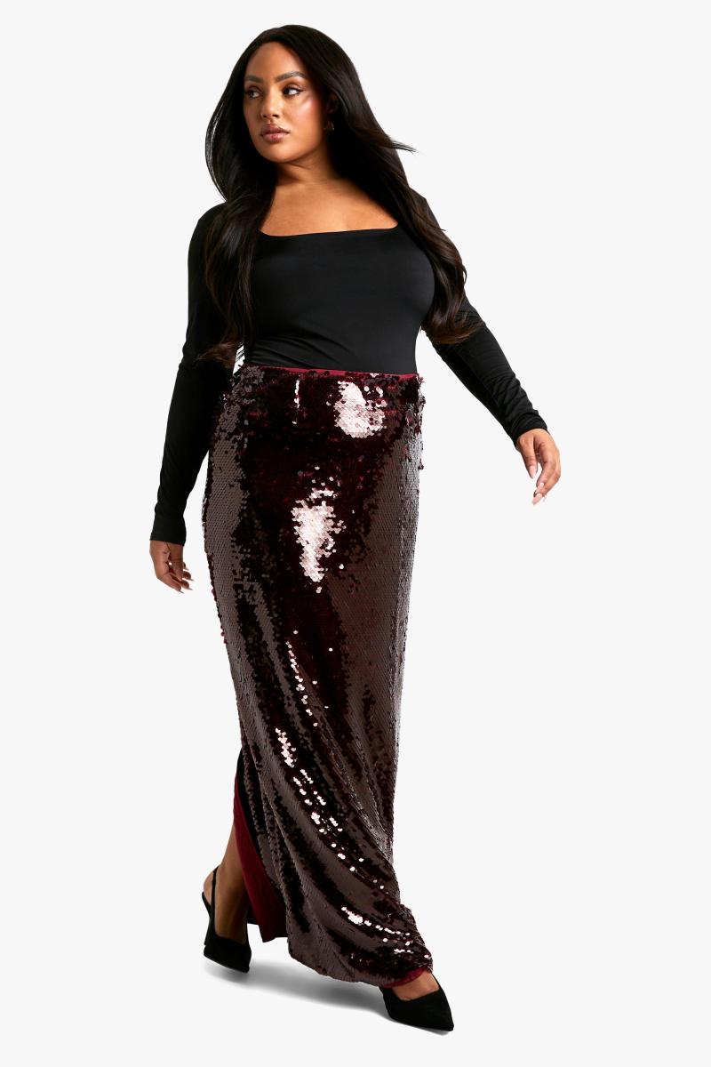 Плюс спідниця-максі преміум-класу з паєтками