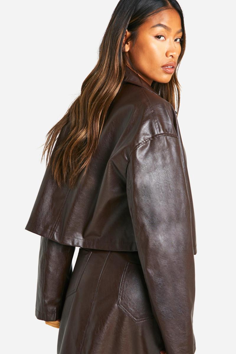 Укорочена куртка зі штучної шкіри