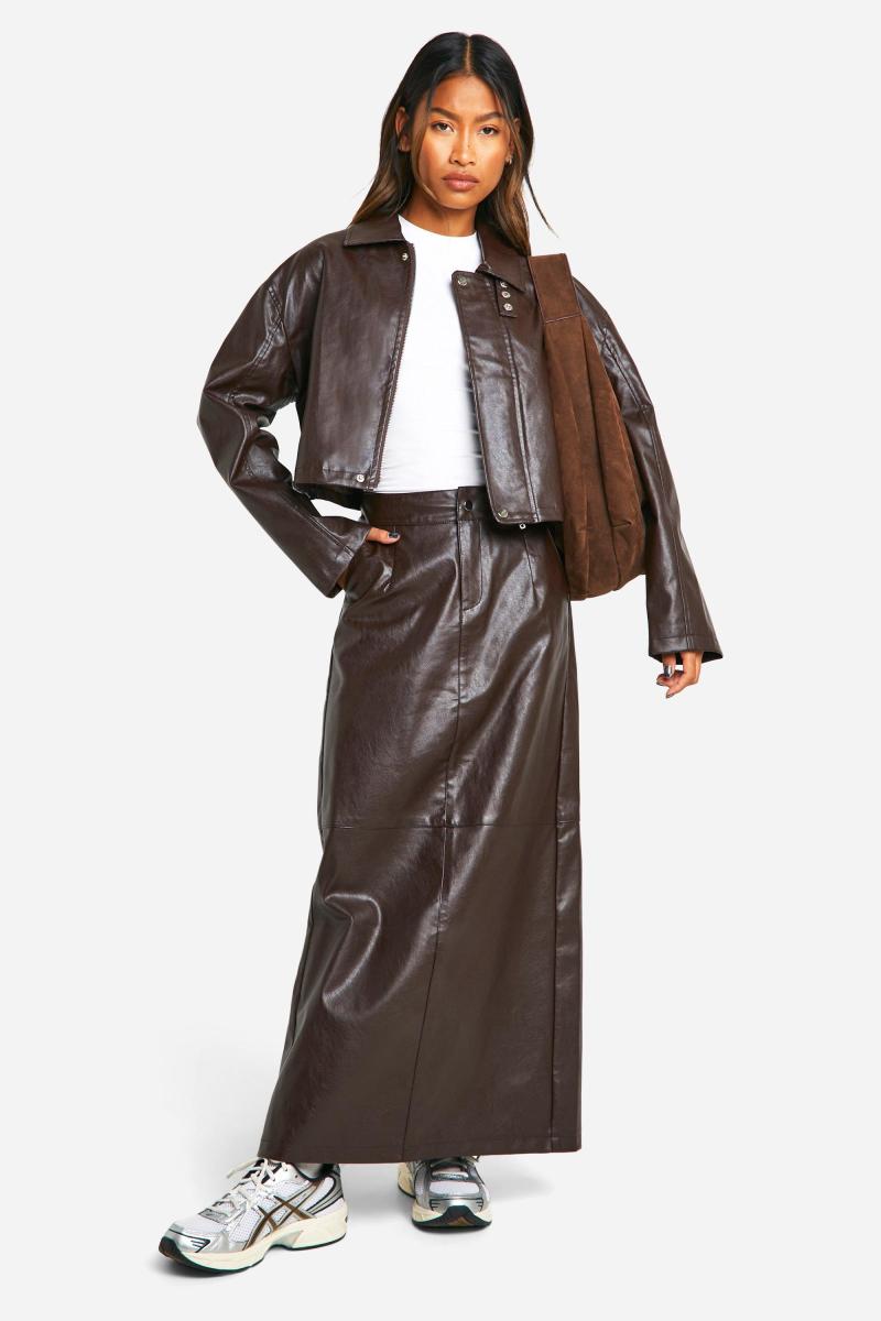 Укорочена куртка зі штучної шкіри