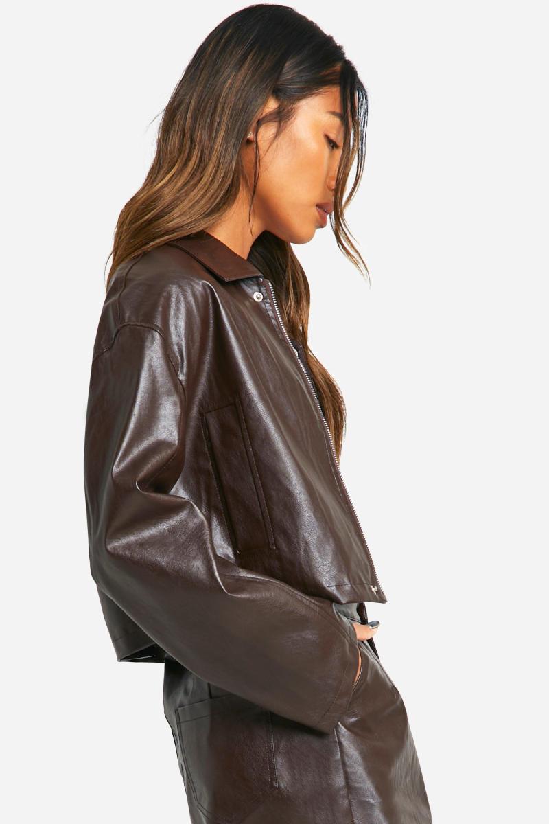 Укорочена куртка зі штучної шкіри