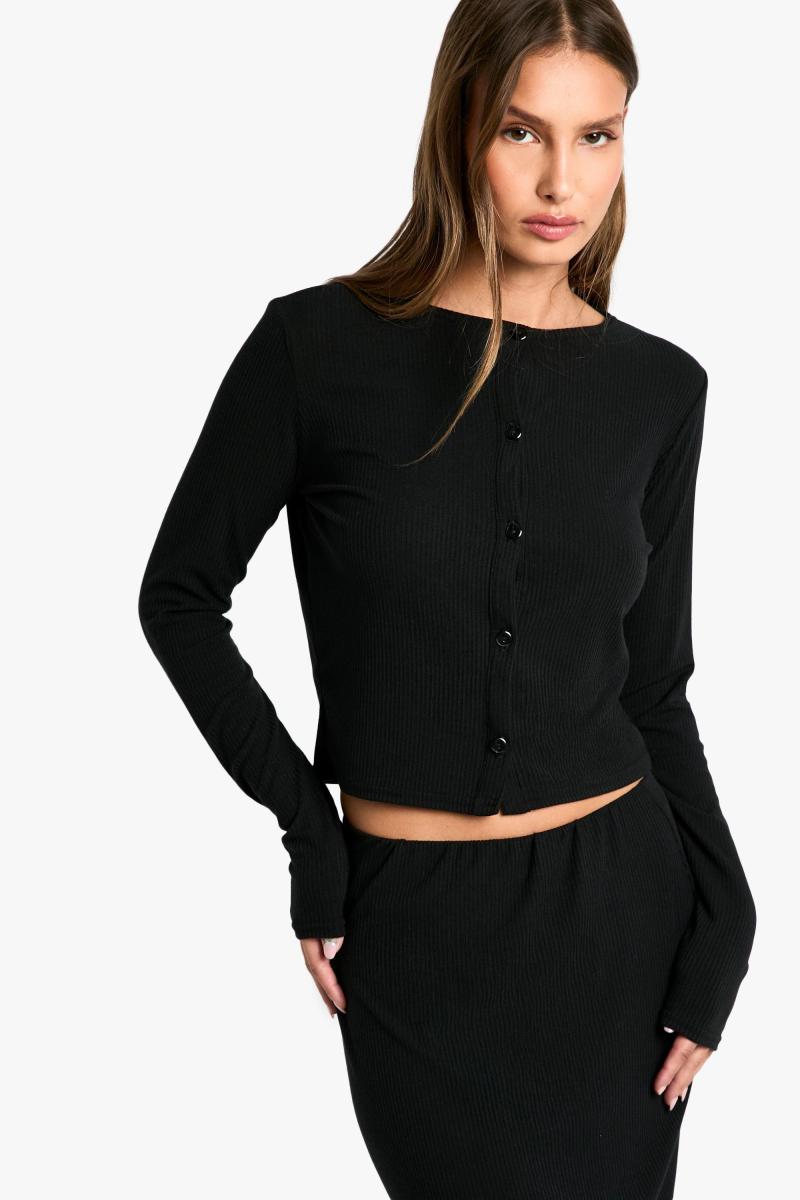 М’які ґудзики в рубчик через топ з довгими рукавами та максі-спідниця Coord