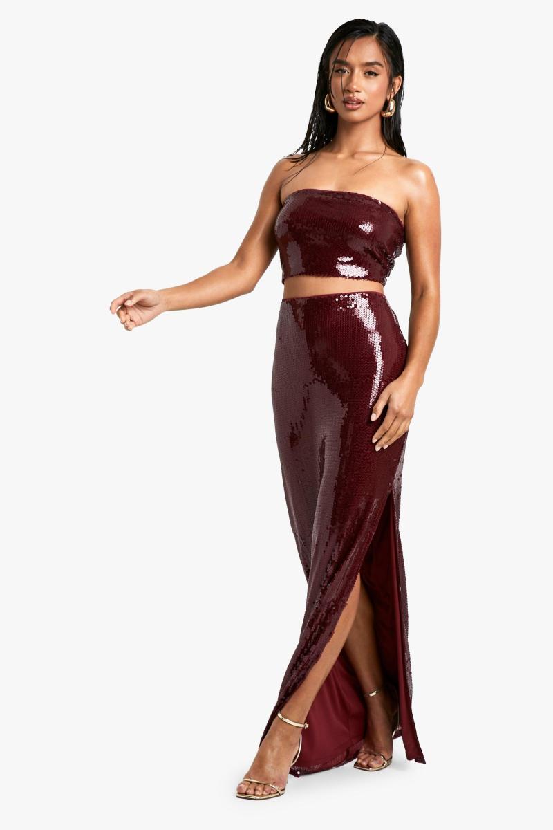 Маленьке бандо з паєтками та максі-спідниця в поєднанні