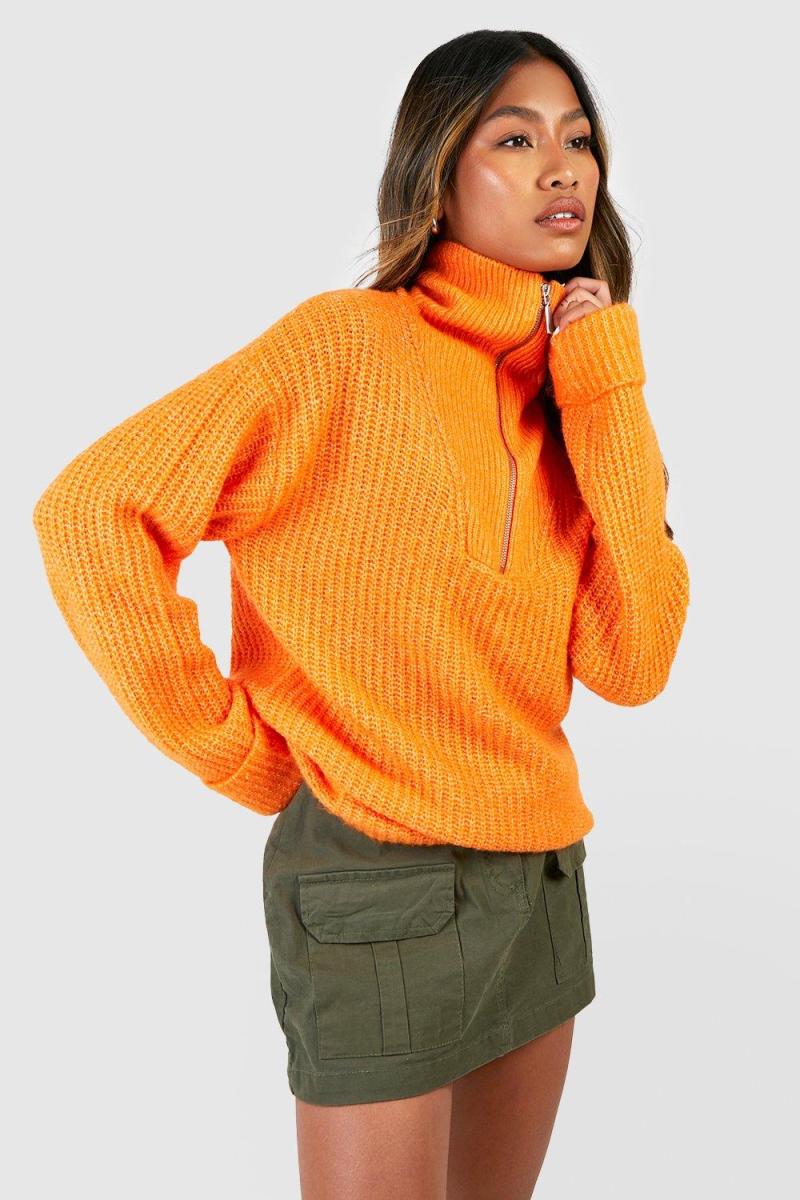 Широкий м'який трикотажний джемпер на півзастібці