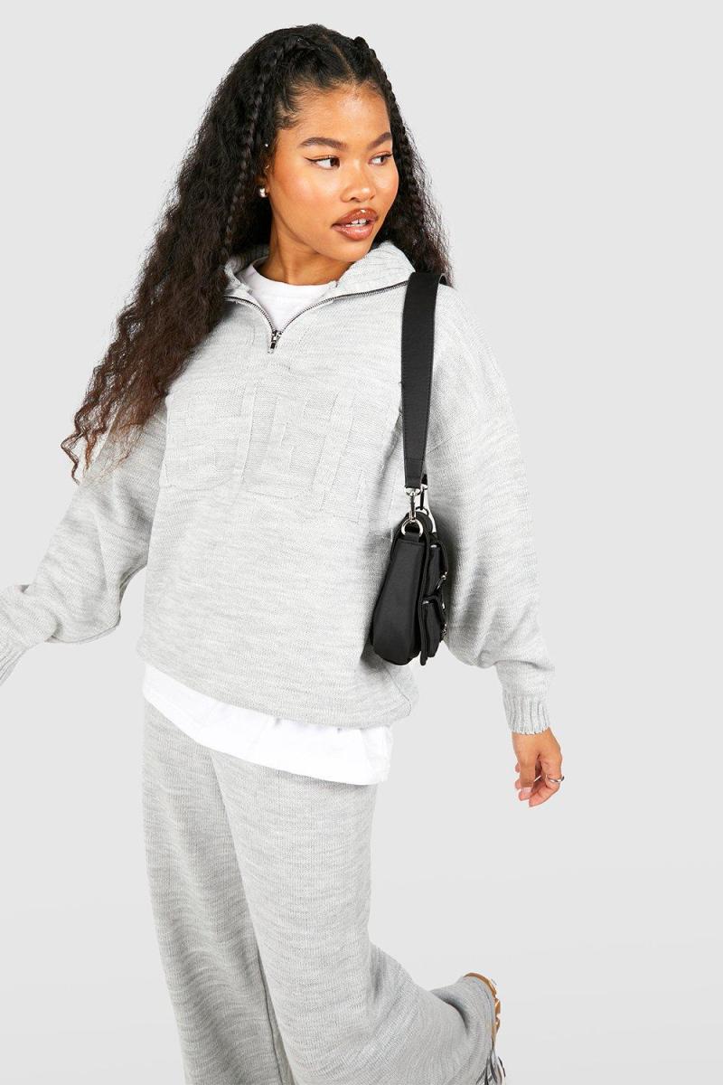 Трикотажний джемпер Petite Dsgn з тисненням на половину блискавки