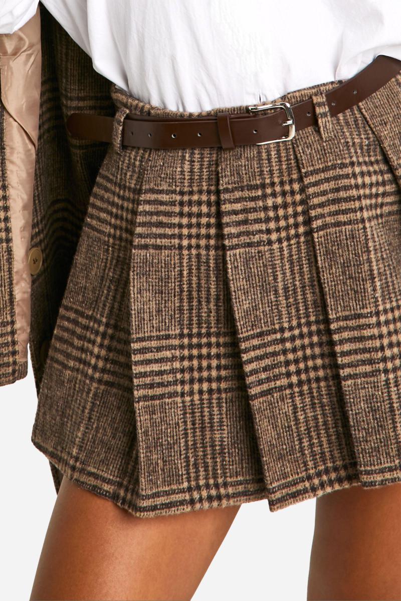 Міні-спідниця преміум-класу з шерстяним поясом і поясом