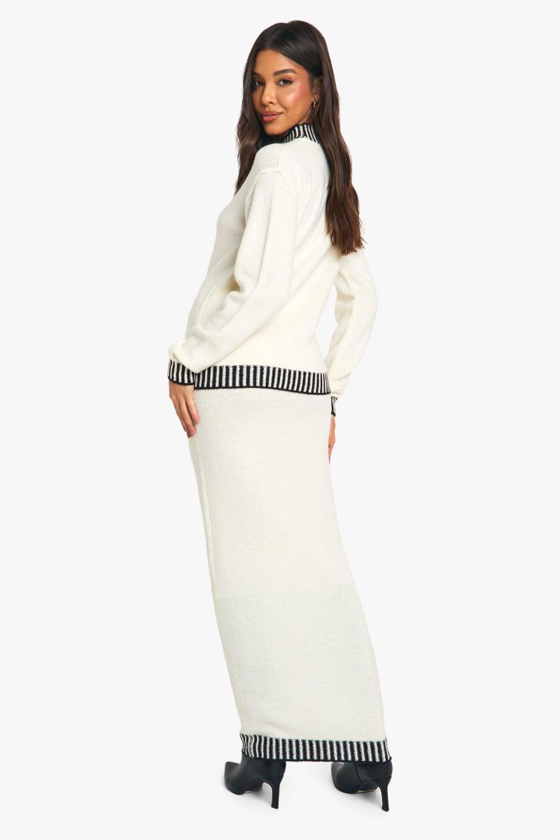 Трикотажний джемпер преміум-класу з контрастною обробкою та максі-спідниця