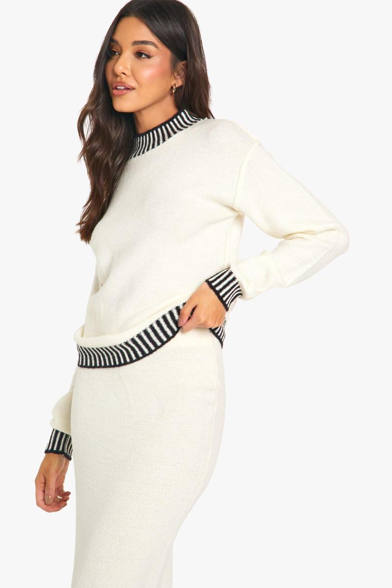 Трикотажний джемпер преміум-класу з контрастною обробкою та максі-спідниця