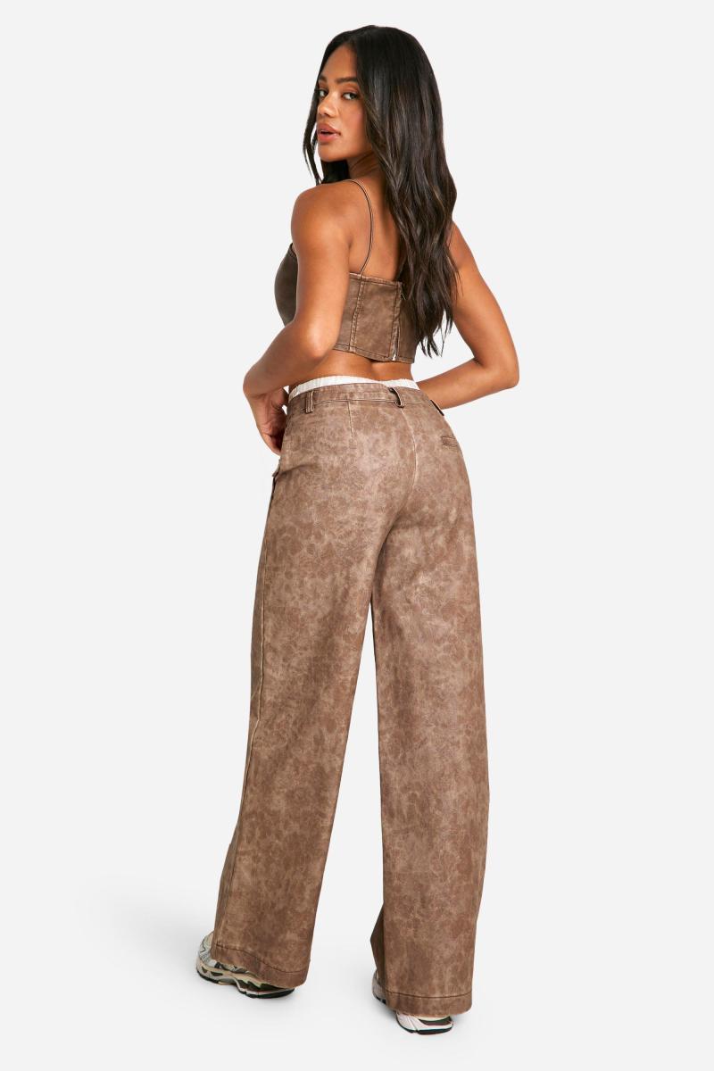 Прямі брюки з поліуретану з боксерським поясом