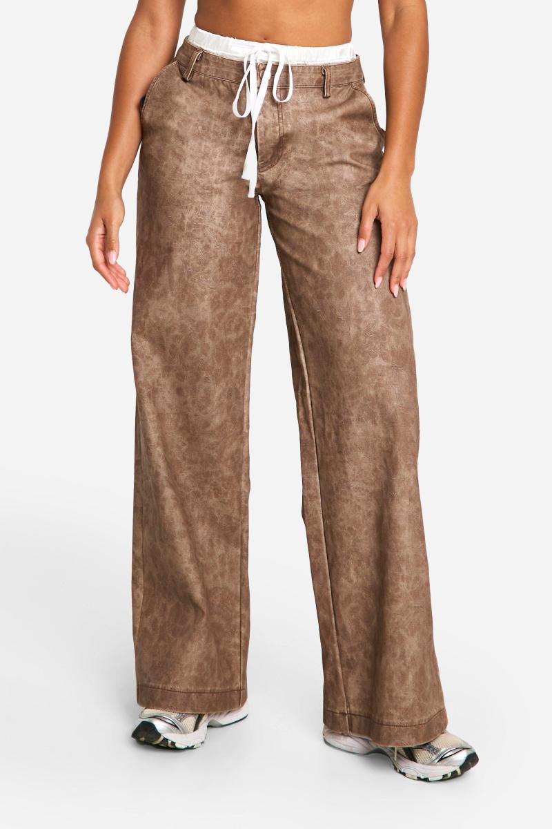 Прямі брюки з поліуретану з боксерським поясом