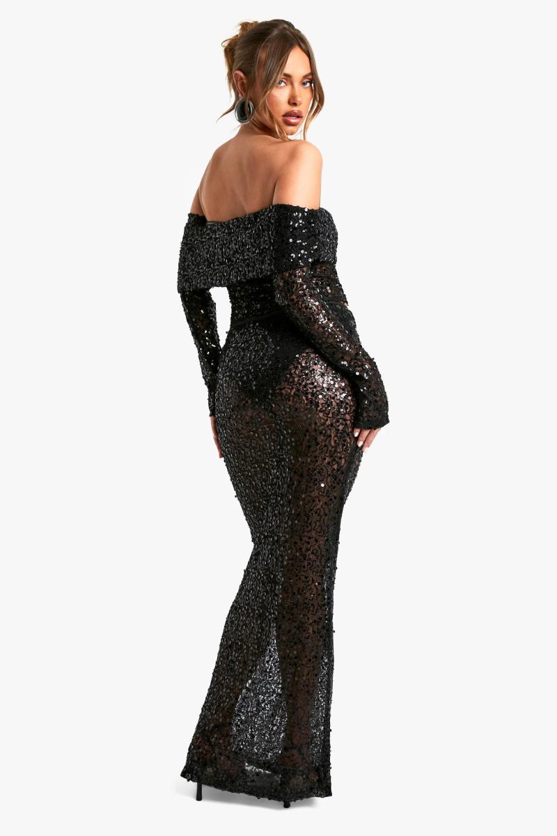 Мереживна спідниця максі з паєтками