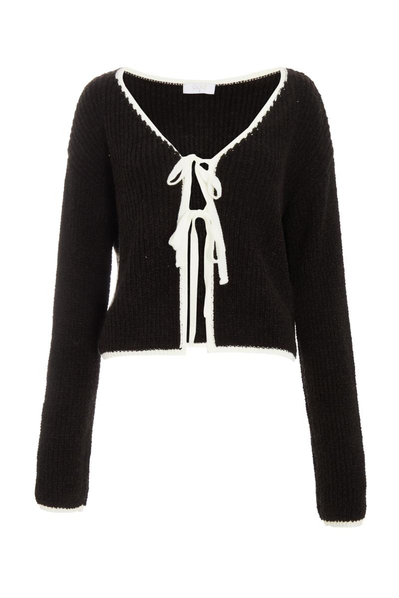 Чорна в'язана краватка передня кардиган