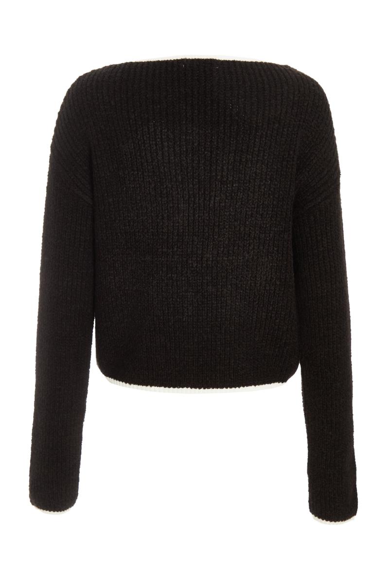 Чорна в'язана краватка передня кардиган