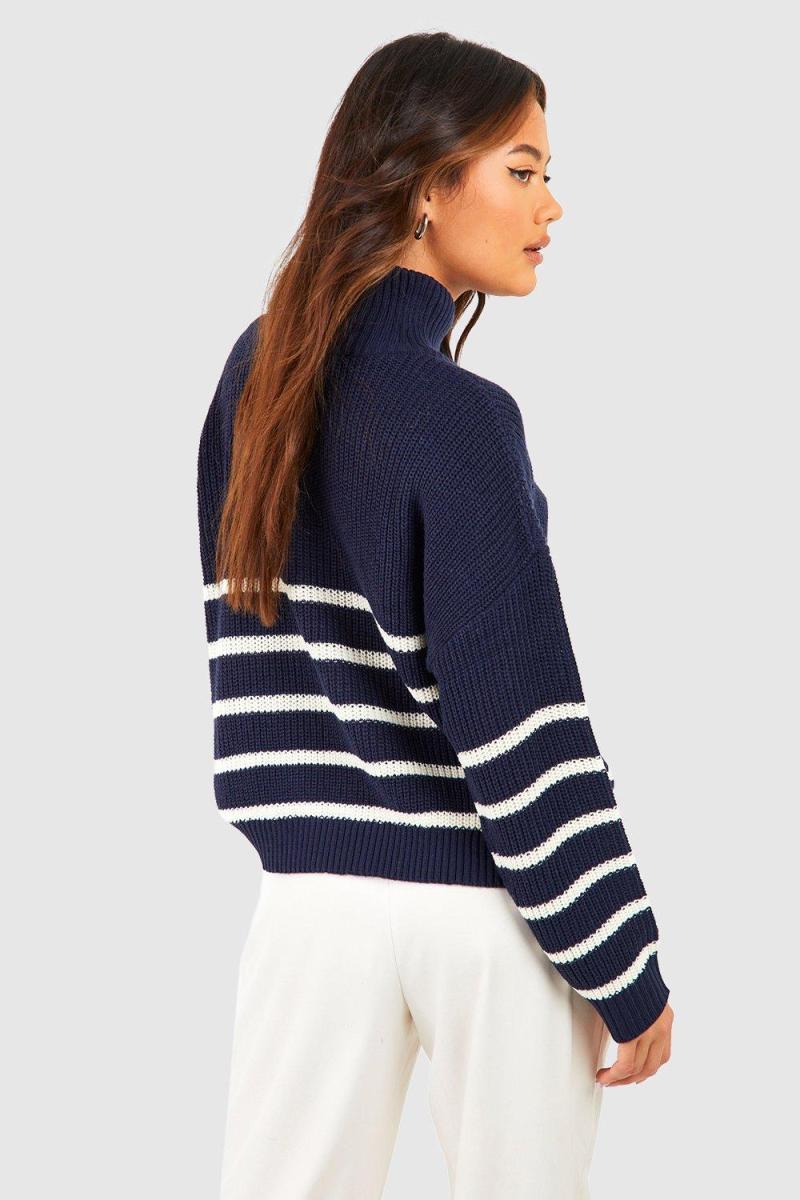 Джемпер у смужку на половину блискавки