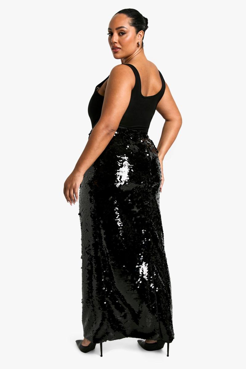 Плюс спідниця-максі преміум-класу з паєтками