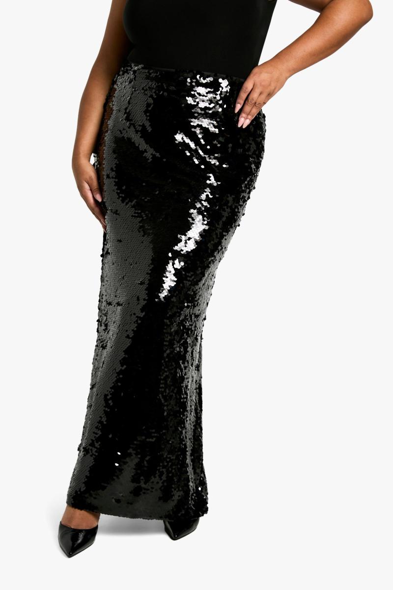 Плюс спідниця-максі преміум-класу з паєтками