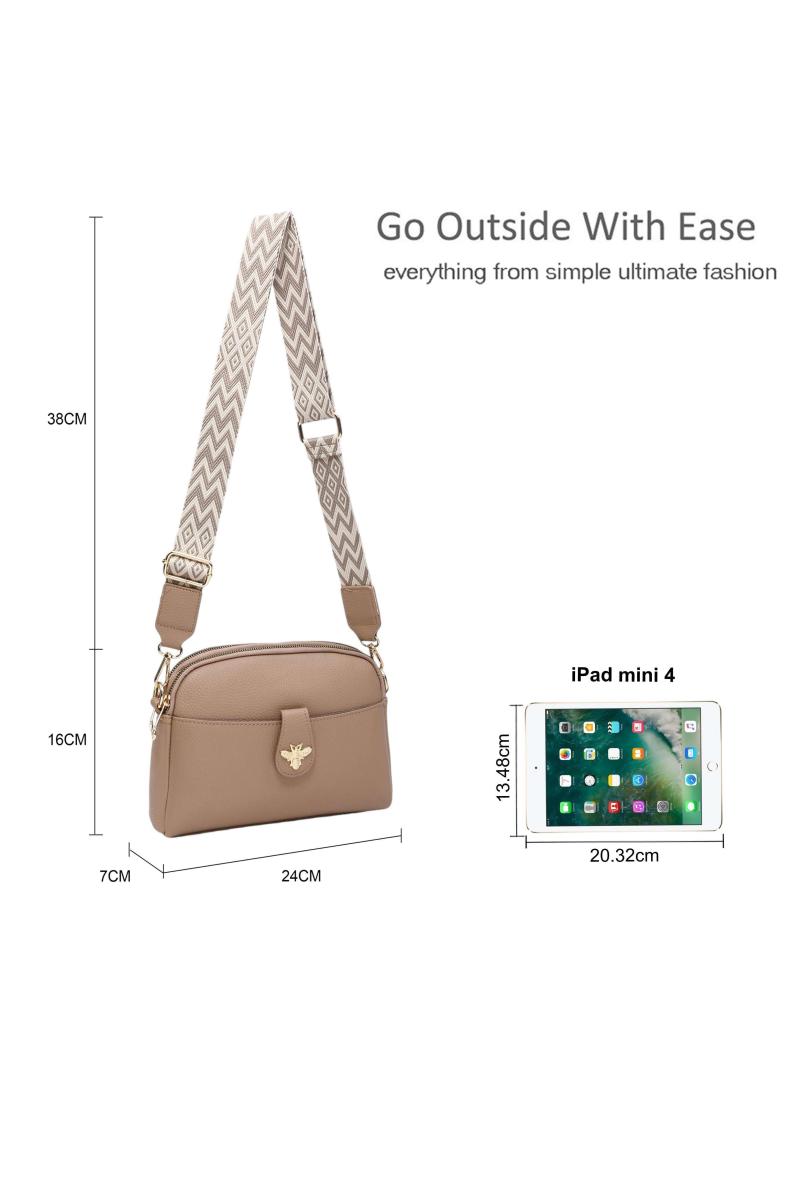 Сумка через плече Bee Accent із подвійними відділеннями на блискавці та полотняним ремінцем