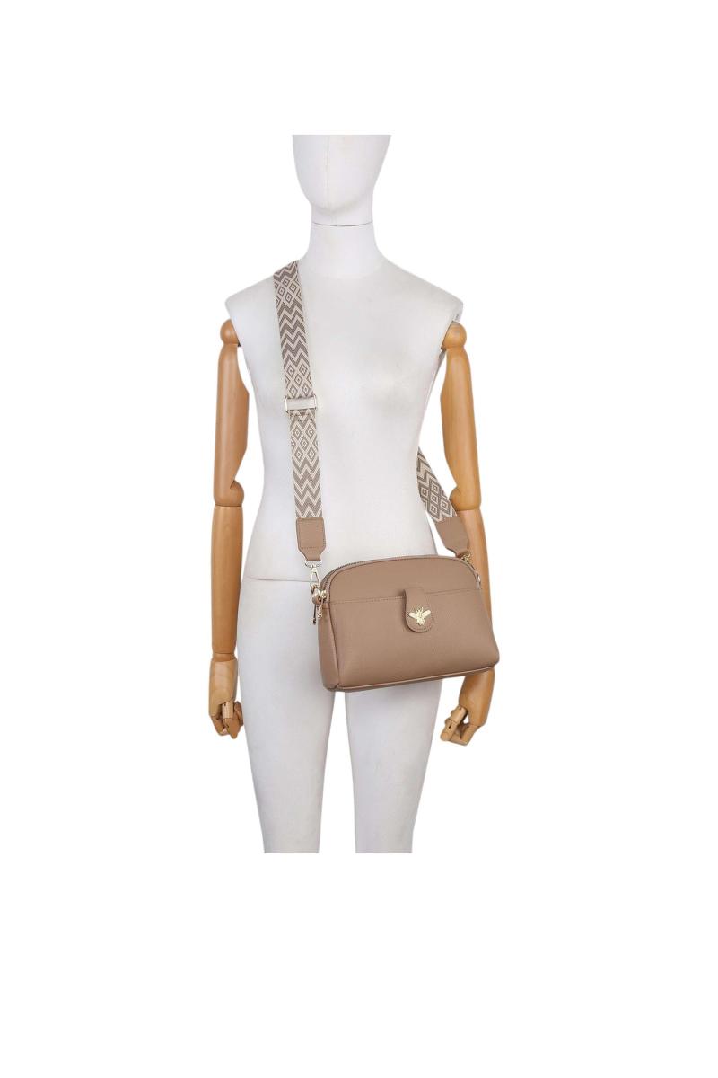 Сумка через плече Bee Accent із подвійними відділеннями на блискавці та полотняним ремінцем