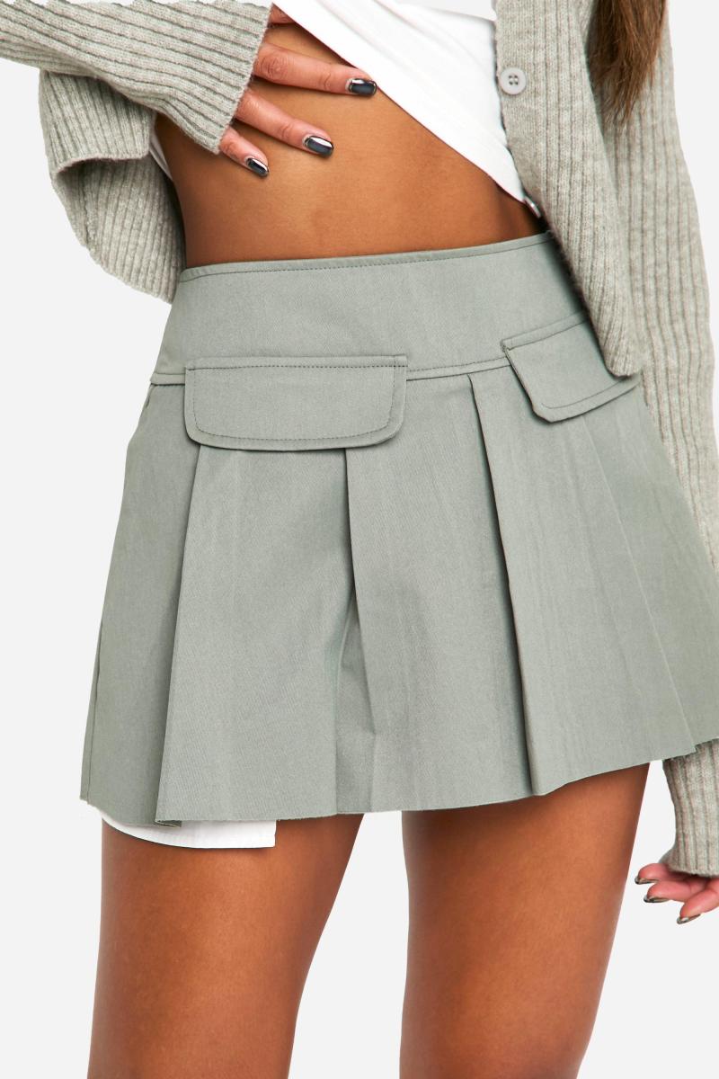 Плетена міні-спідниця з плісированою деталлю