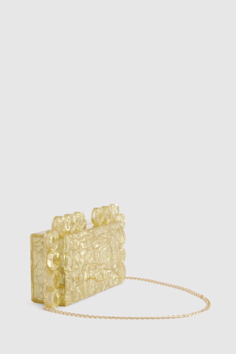 Акрилова сумка-клатч з блискучим золотом