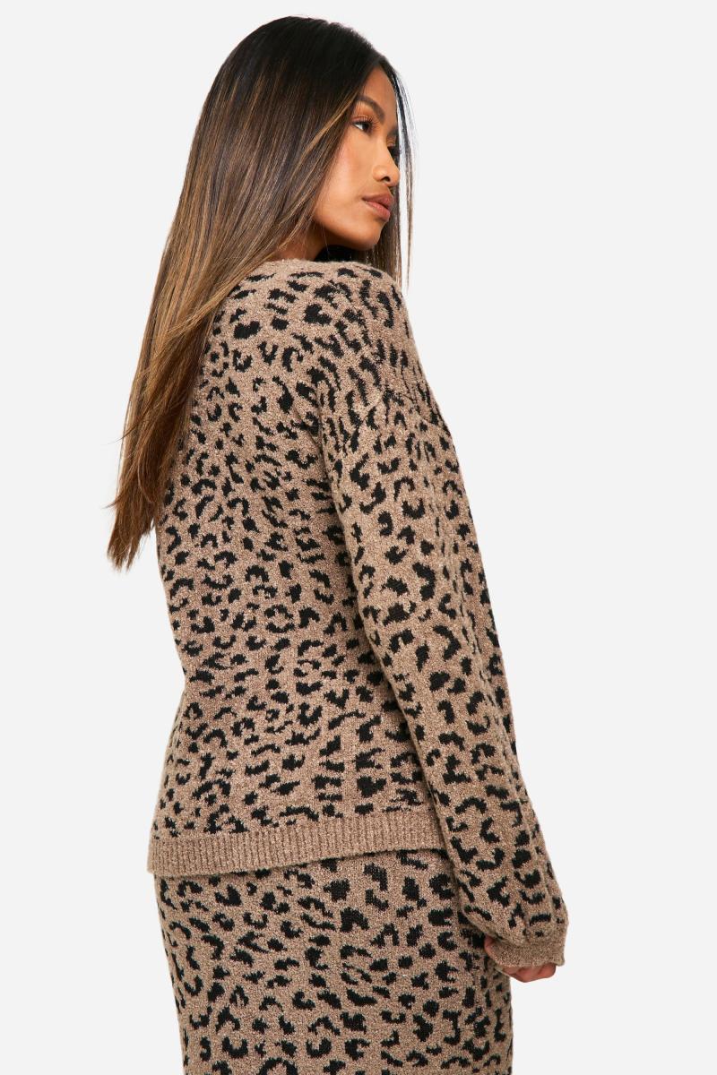 В'язаний кардиган з леопардовим букле