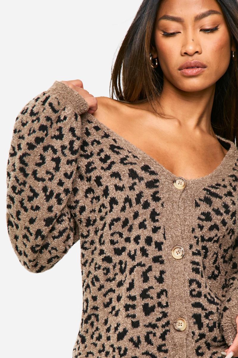 В'язаний кардиган з леопардовим букле