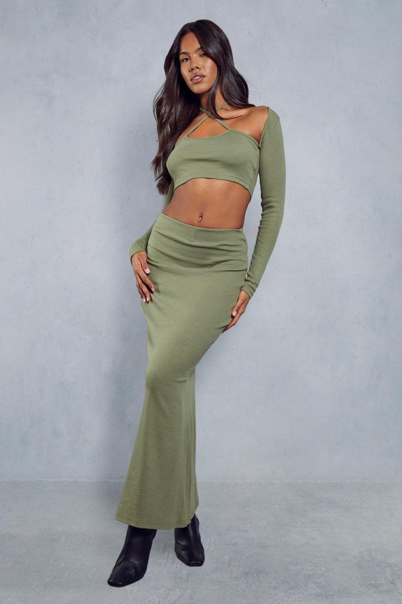 Коордінок спідниці з реберною краваткою та максі