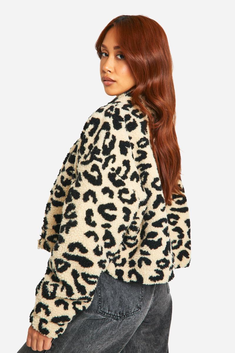 Плюшевий бомбер з леопардовим принтом