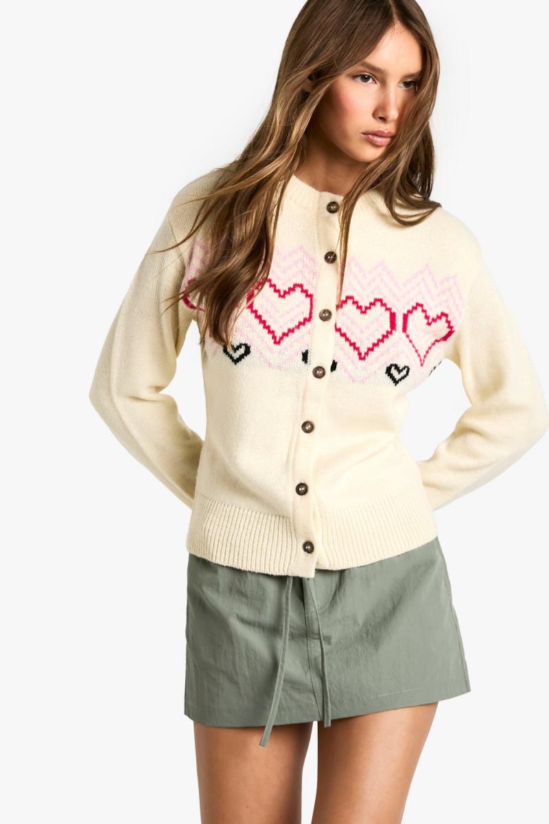 Різдвяний кардиган на ґудзиках Heart Fairisle