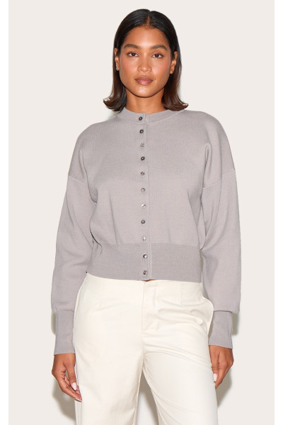 Еш -сірий компактний в'язаний кнопка через кардиган Еш -сірий компактний в'язаний кнопка через кардиган