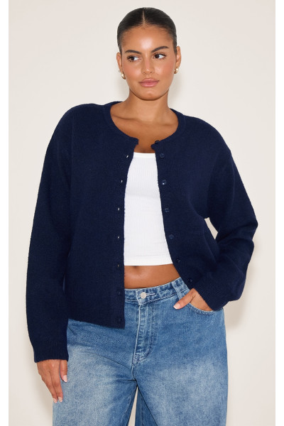 Плюс темно -кнопка в’язання через кардиган Плюс темно -кнопка в’язання через кардиган