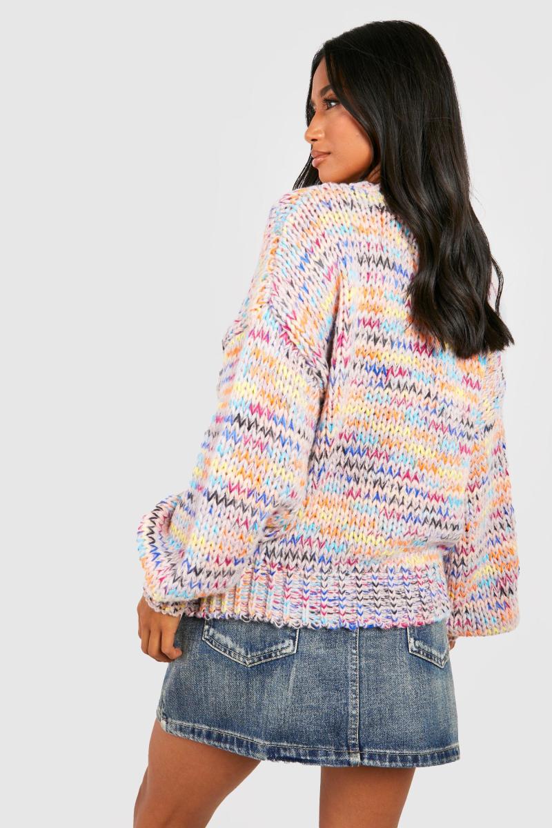 Маленький різнокольоровий масивний джемпер великого розміру