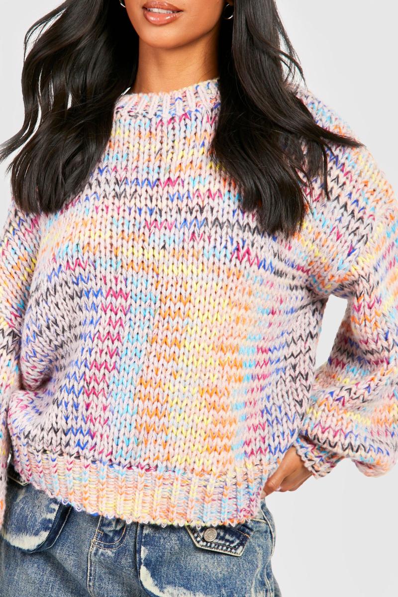 Маленький різнокольоровий масивний джемпер великого розміру