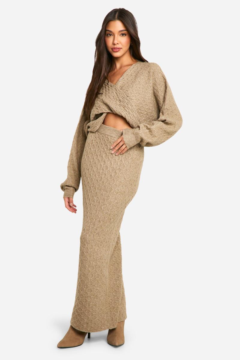 Укорочений джемпер із м’яким тросом і спідниця-максі