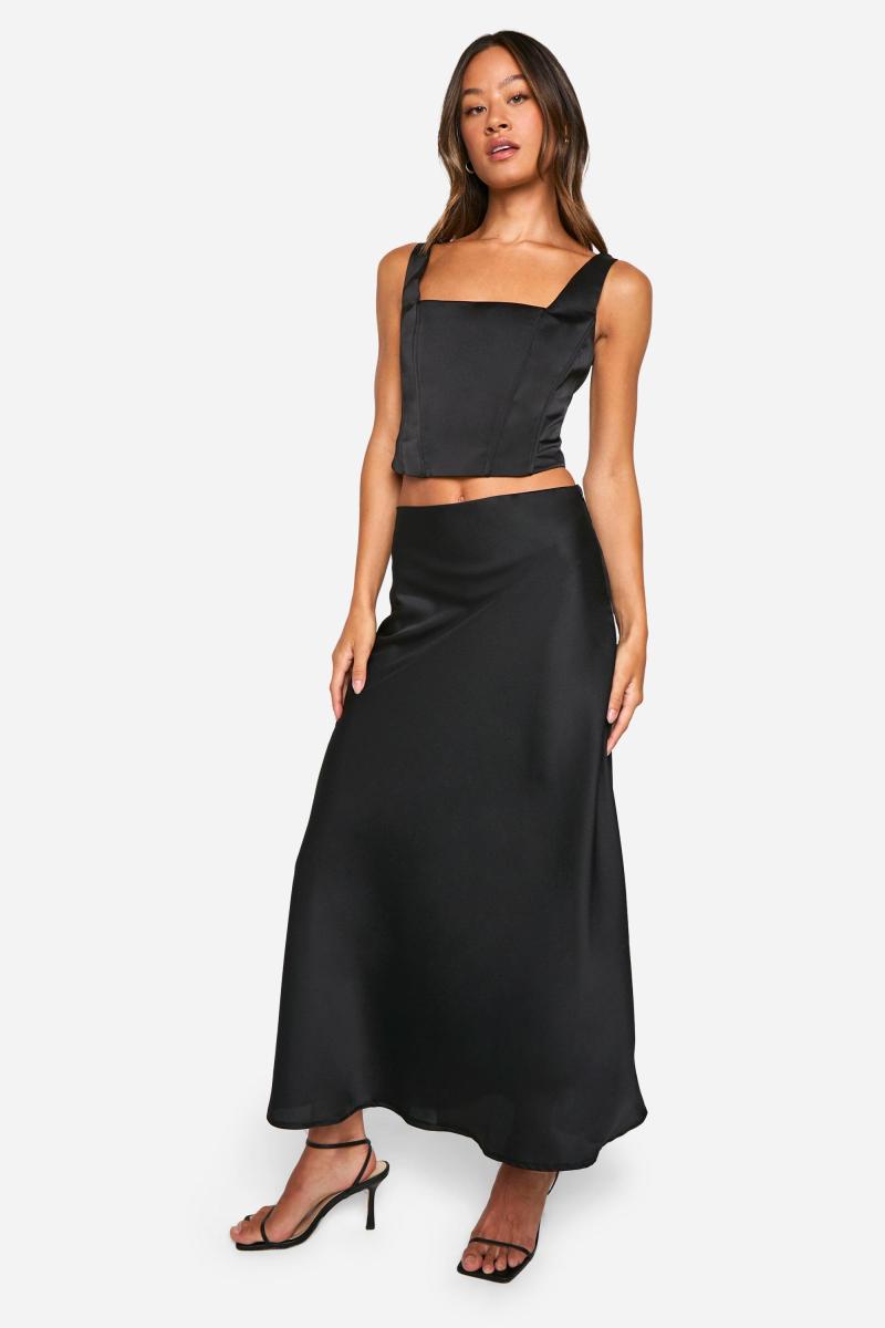 Висока атласна спідниця Midaxi