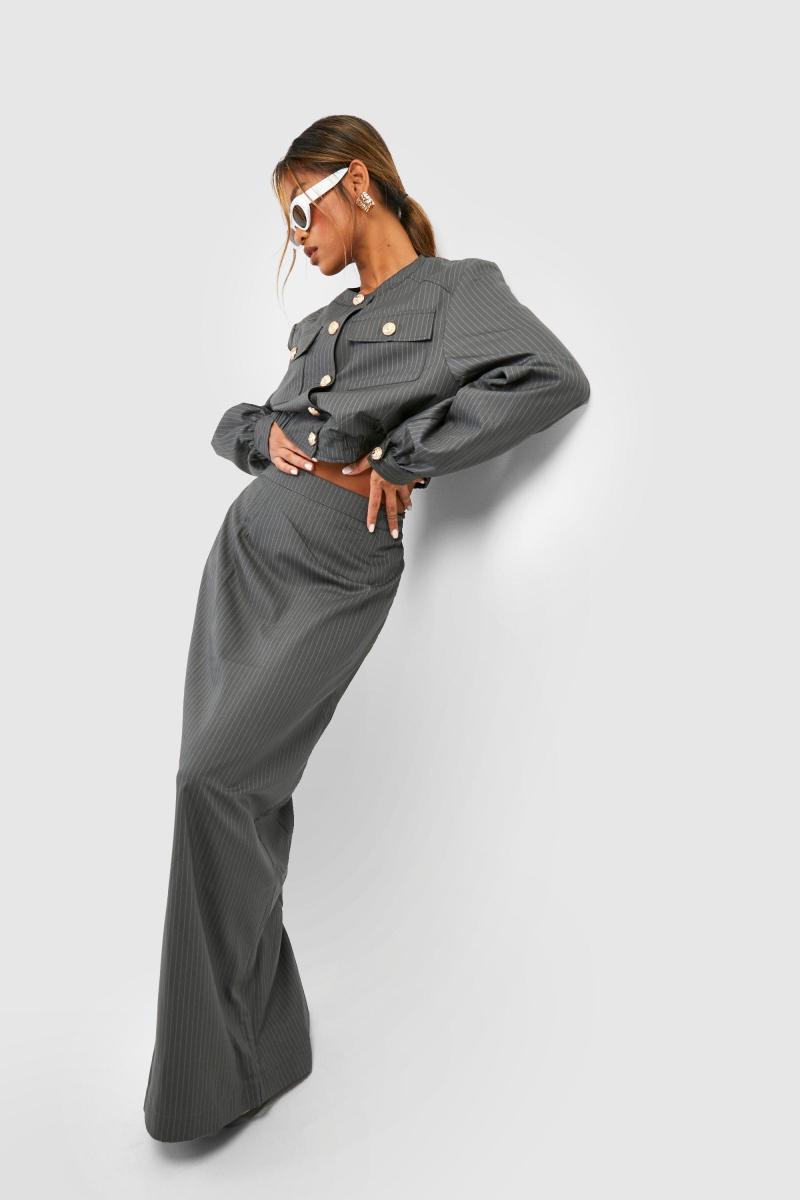 Пінстрип стегна Розділена колонка Максі спідниця