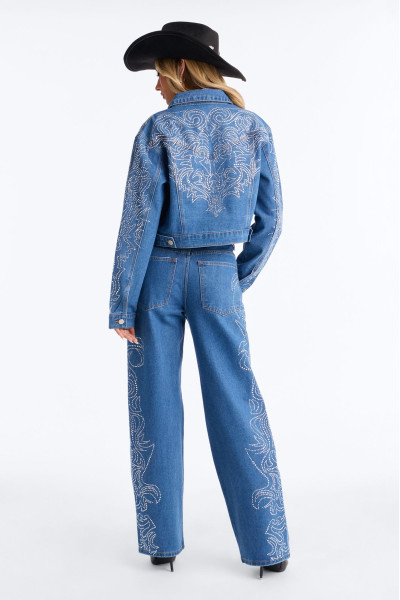 Денімна куртка-тракер з декором