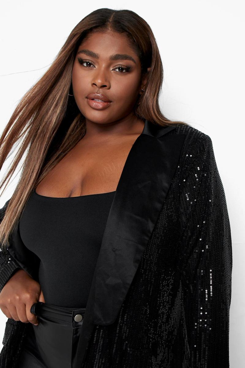 Піджак із блискітками з контрастним лацканом