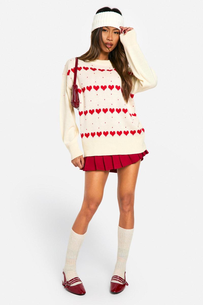 Великий джемпер із різдвяними сердечками