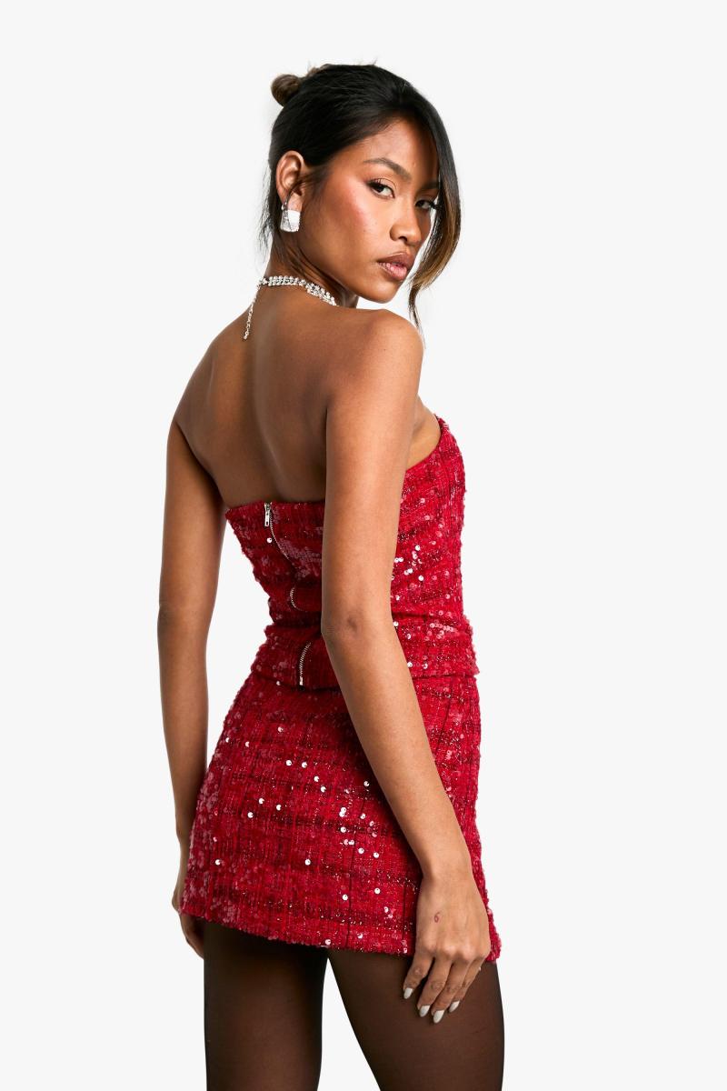 Мікро-міні-спідниця преміум-класу з паєтками з букле