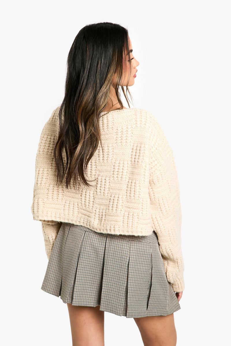 Квадратна в’язана деталь негабаритна врожайна джемпер